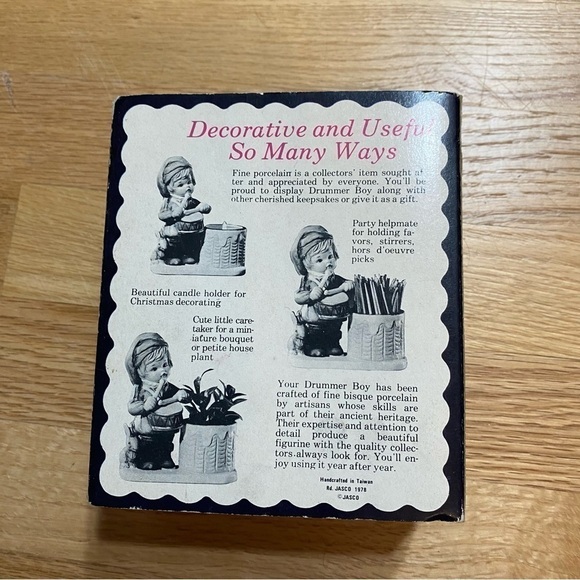 Vintage Drummer Boy Candle Holder Bisque Porcelain Jasco Taiwan Christmas - Picture 3 of 5